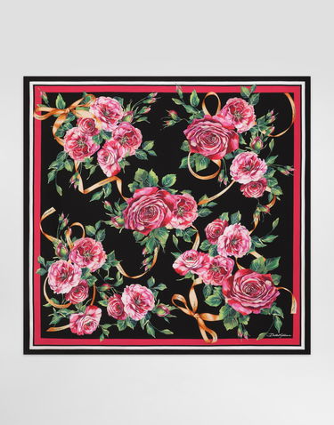 Tørklæde Dolce & Gabbana Dolce & Gabbana Rose-Print Silk Twill Square Scarf Flerfarvet | FN090RGDCUJHD5JA, 0