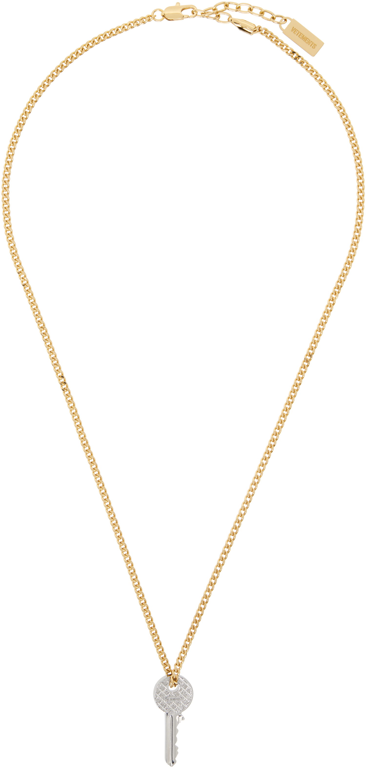 Halskæde VETEMENTS Vetements Gold-Tone Curb Chain Key Pendant Necklace Metalisk | UH76NE760SG, 0