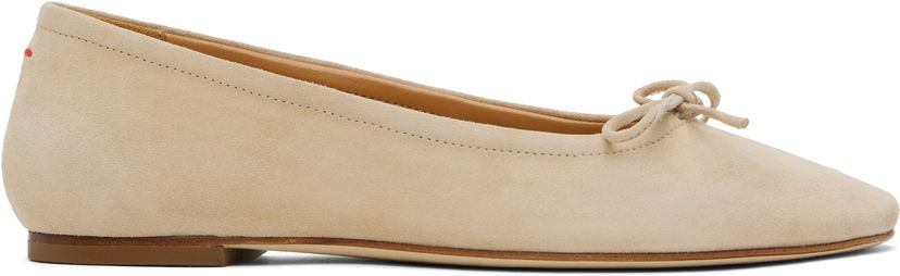 Tøj Aeyde Aeyde Delfina Suede Ballerina Flats Beige | A11-FL-MNLR08FL17-SS25-957-017
