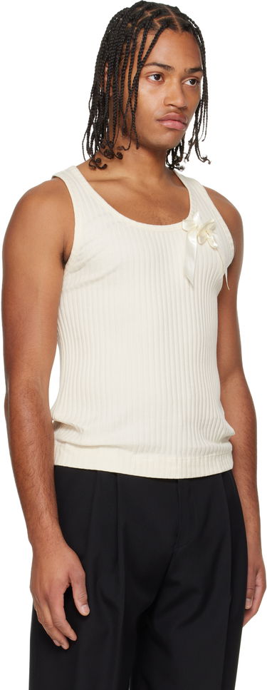Tanktop Simone Rocha Ribbed Ribbon Daisy Tank Top Hvid | 5377 1230, 1