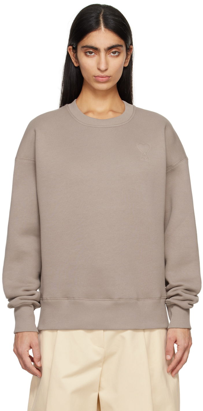 Sweatshirt AMI De Cœur Sweatshirt Beige | USW025.749