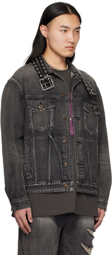 Jakke We11done We11done Belted Collar Denim Jacket Sort | WD-DJ0-25-315-U-BK, 1