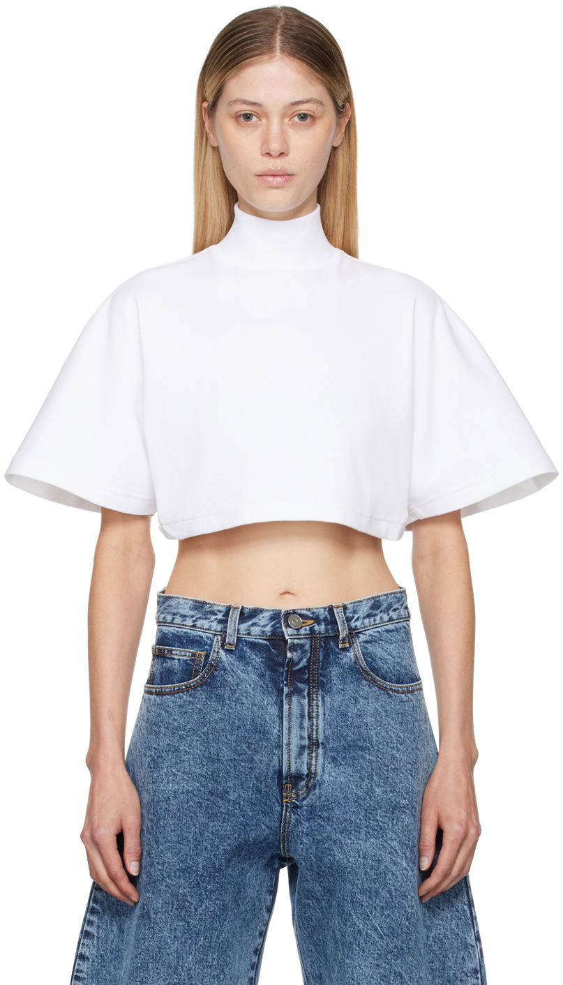 T-shirt Alaïa ALAÏA White Highneck T-Shirt Hvid | AA9H04556J068