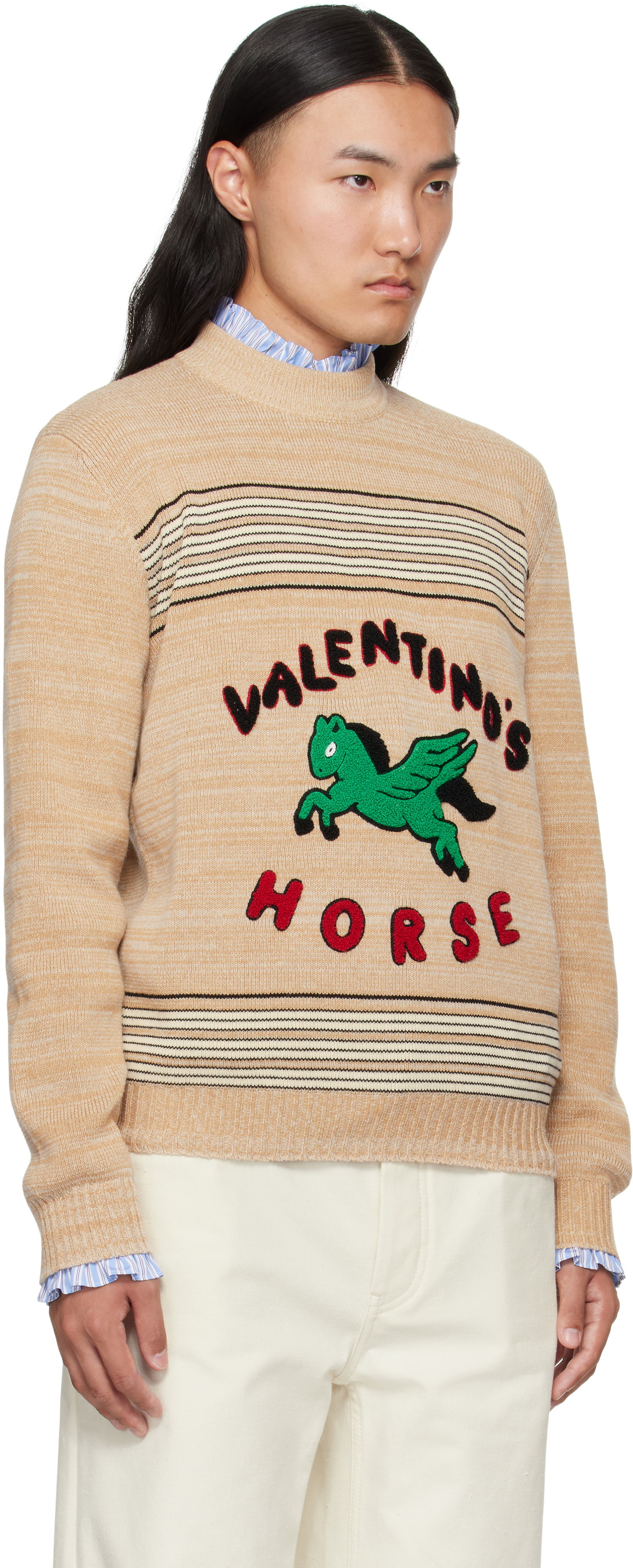 Sweater Valentino Valentino 'Valentino's Horse' Knit Sweater Beige | 7V3KC34EB27, 1