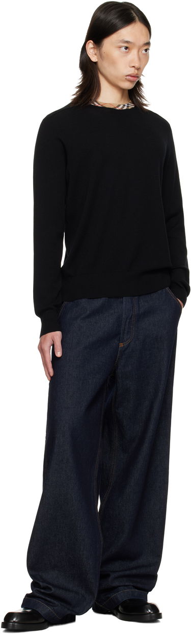 Sweater Burberry Burberry Check Trim Wool Sweater Sort | 8112148, 3