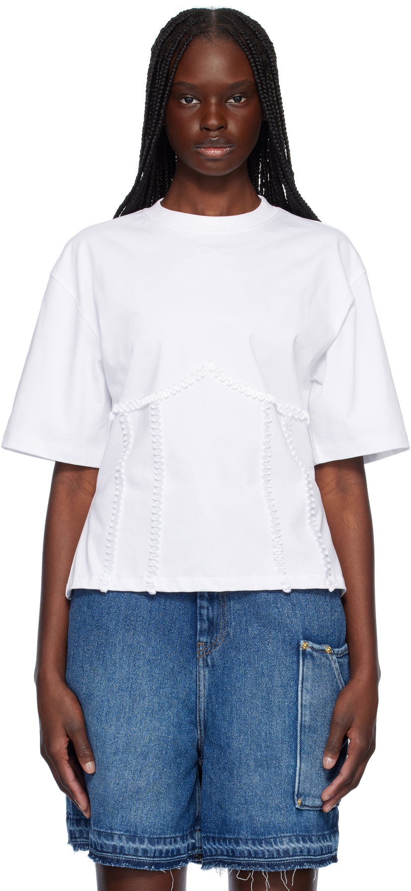 T-shirt GANNI Ganni Cotton Tie Back T-Shirt Hvid | T4149