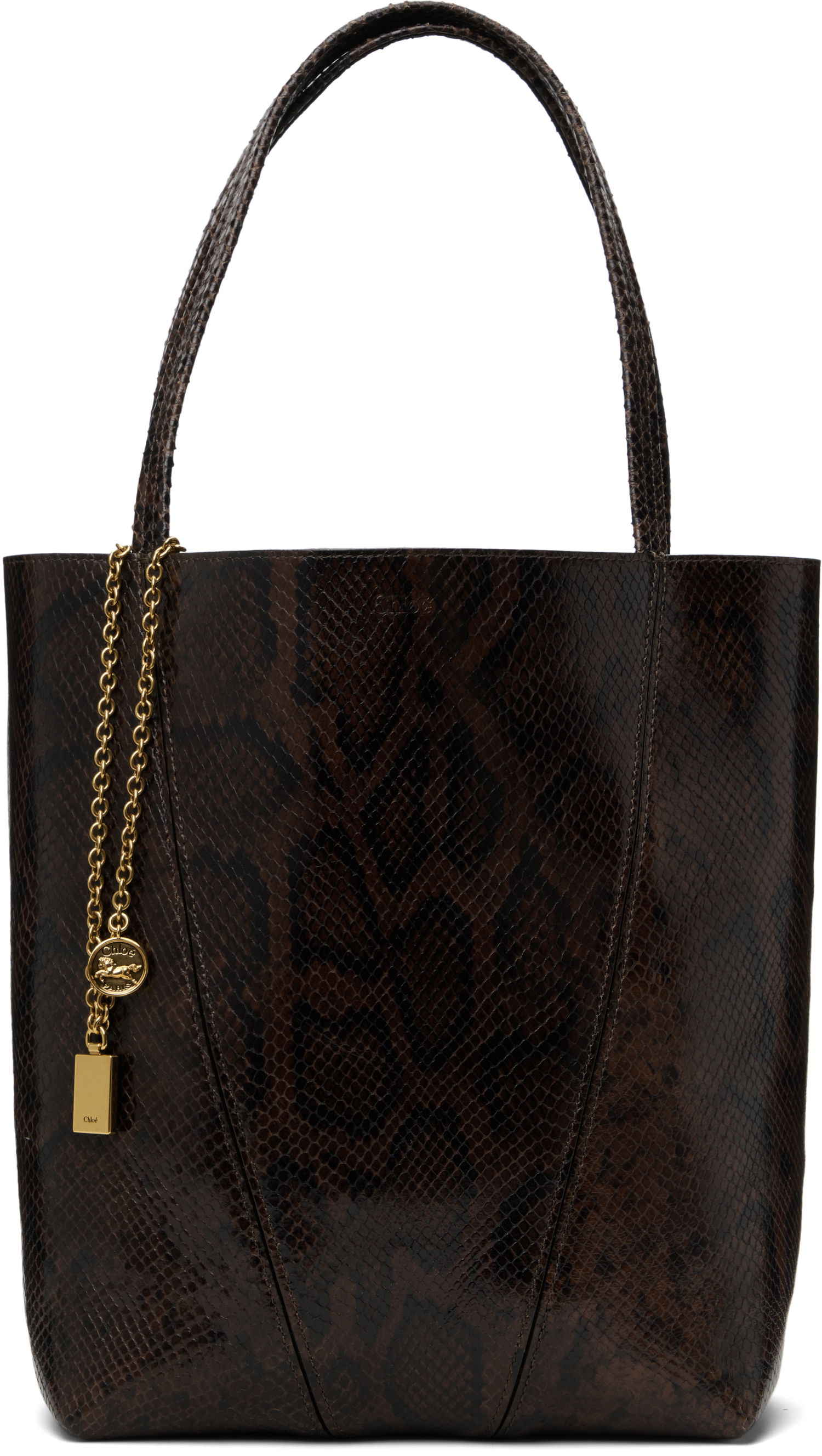 Mulepose CHLOÉ Chloé 'Spin' Snakeskin Tote Brun | CH25US811P20, 0