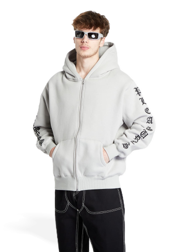 Sweatshirt Pleasures Zip Up Hoodie Hvid | P23W038 GREY