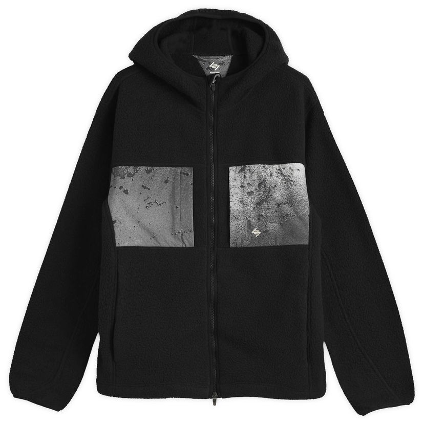 Sweatshirt Represent Clo 247 Borg Fleece Hooded Full-Zip Jacket with Textured Chest Pockets Sort | 247M100015-01