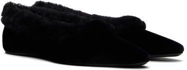 Tøj TOTEME TOTEME Fleece Edge Velvet Ballerina Flats Sort | 251-WAS0183-FB0361, 3