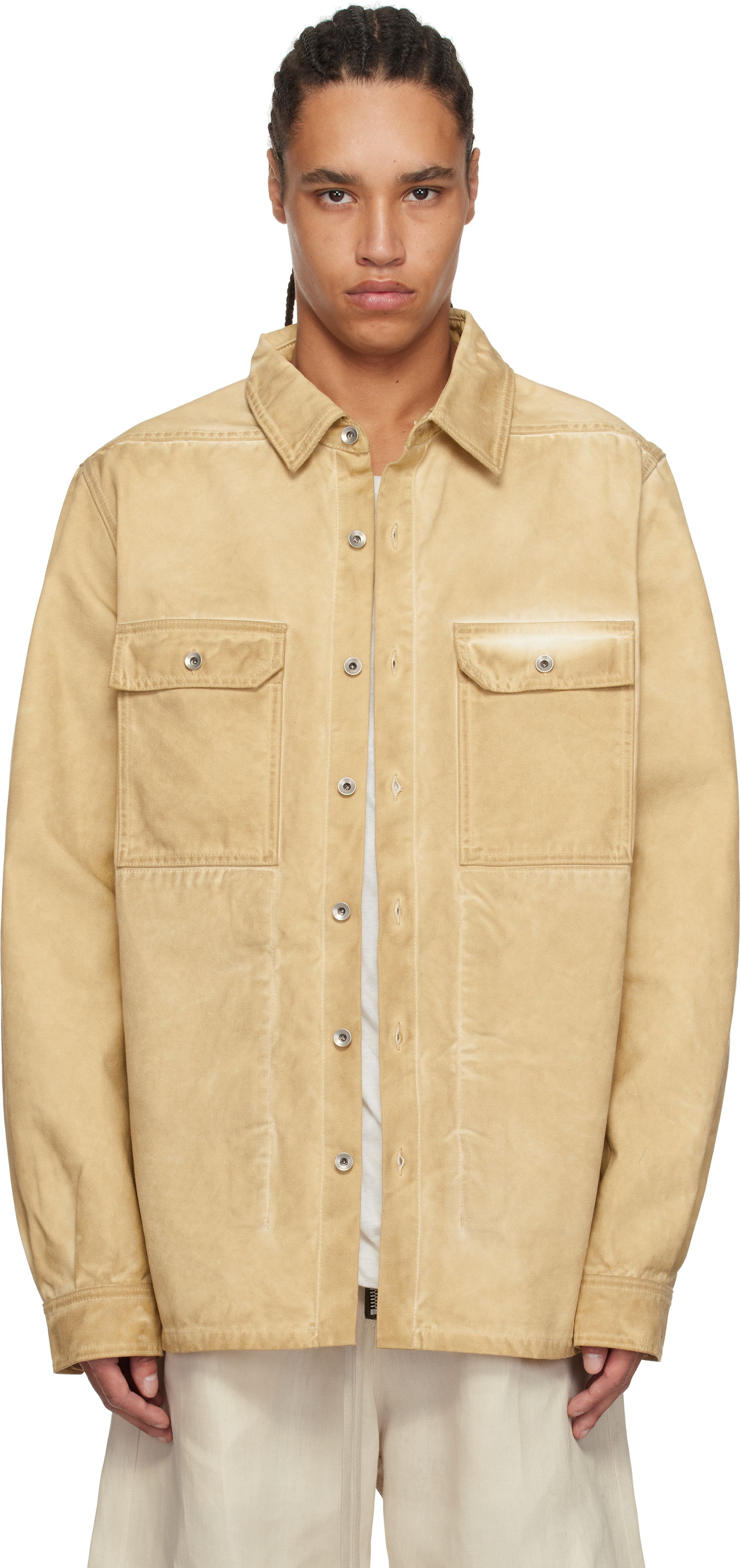 Skjorte Rick Owens Rick Owens DRKSHDW Hollywood Organic Cotton Overshirt Beige | DU01E3755 CVS, 0