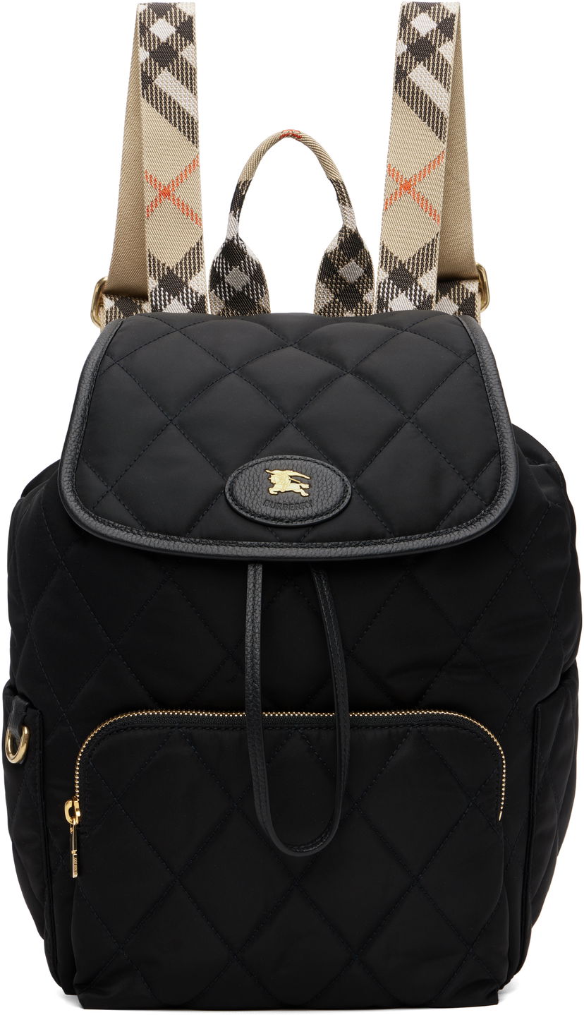 Rygsæk Burberry Burberry Horseshoe Quilted Backpack Sort | 8114394