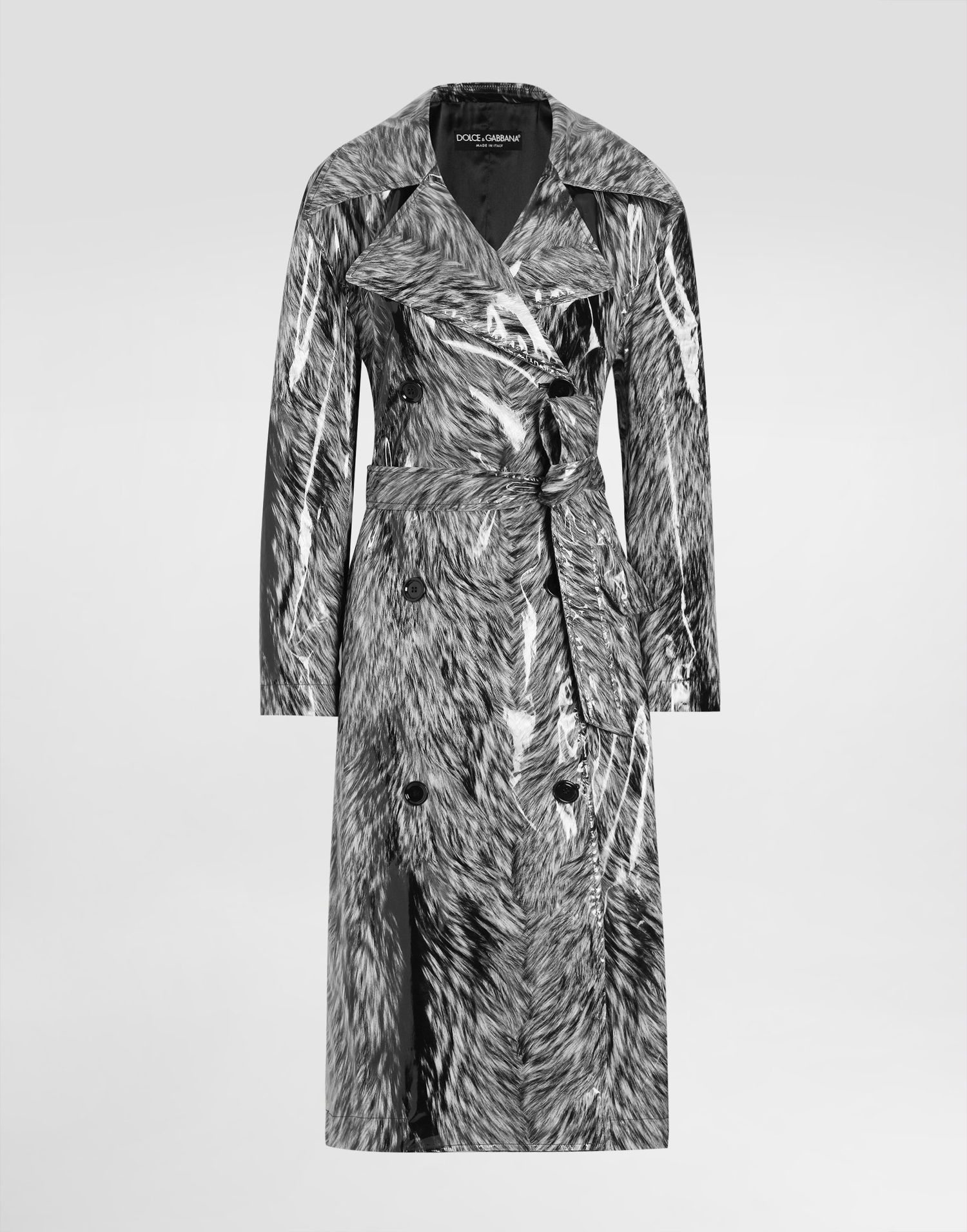 Trenchcoat Dolce & Gabbana Dolce & Gabbana Fur-Print Coated Satin Trench Coat Flerfarvet | F0W2DTFSUBJHI3VQ, 0