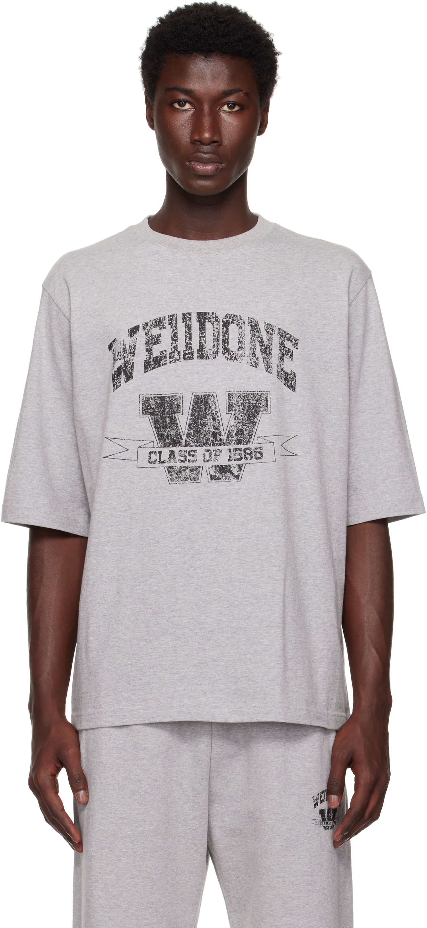 T-shirt We11done We11done Printed University T-Shirt Grå | WD-TT2-25-743-U-MG, 0