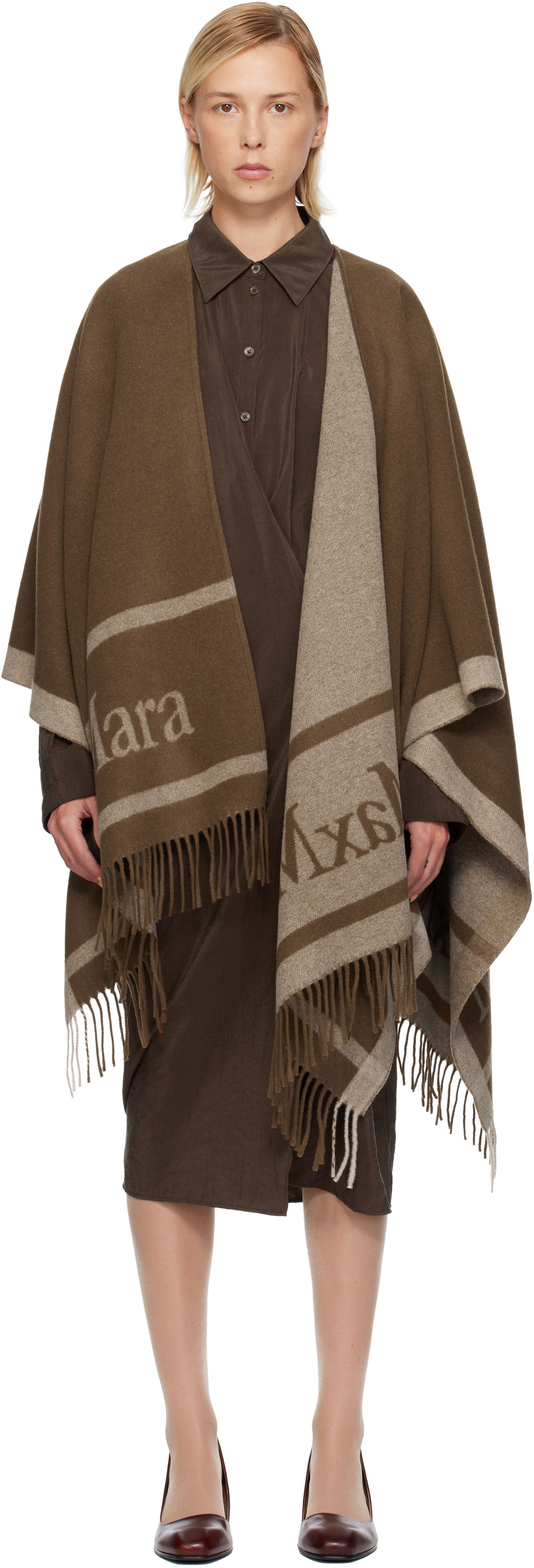 Tørklæde Max Mara Hilde Poncho Scarf Brun | 2524546071600, 0