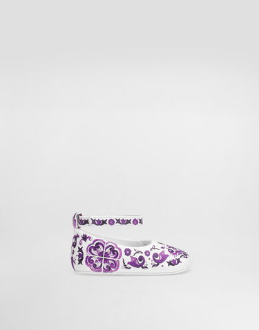 Sneakers og sko Dolce & Gabbana Dolce & Gabbana Majolica-print Nappa Leather Ballet Flats Hvid | DK0065AC513I03TN, 0