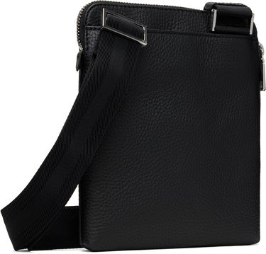 Skuldertaske BOSS Grained Italian Leather Envelope Bag with Embossed Logo and Front Zip Pocket Sort | 50529289, 3
