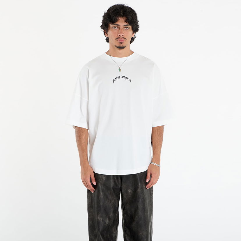 T-shirt Palm Angels Palm Angels Back Curved Logo Over Tee Hvid | PMAA10BF25JER0010310