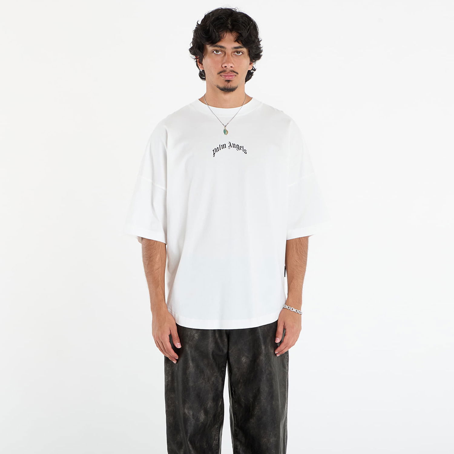 T-shirt Palm Angels Palm Angels Back Curved Logo Over Tee Hvid | PMAA10BF25JER0010310, 0