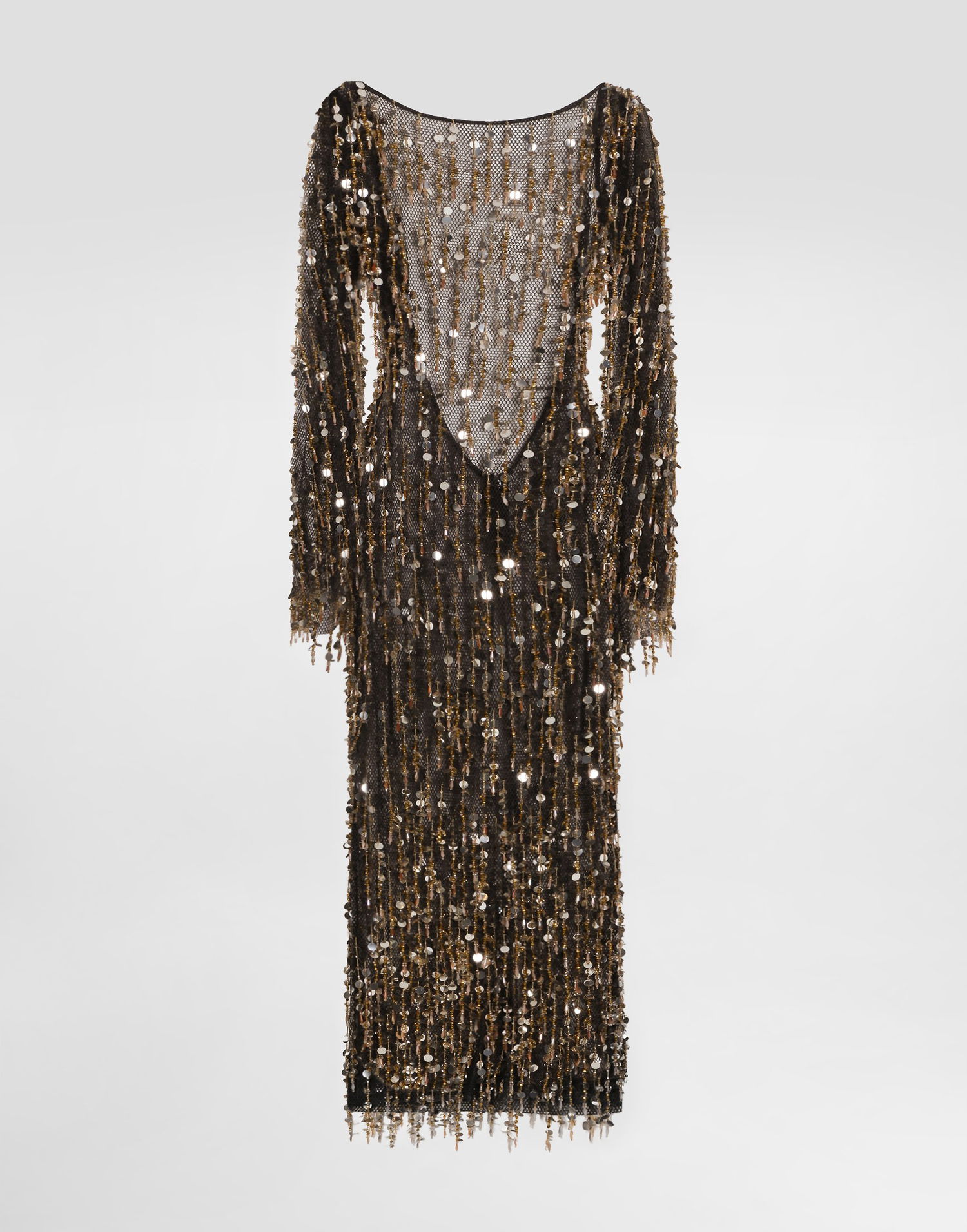 Kjole Dolce & Gabbana Dolce & Gabbana Long Fringe Sequin Dress Sort | F60EJZGDDG3S8400, 0