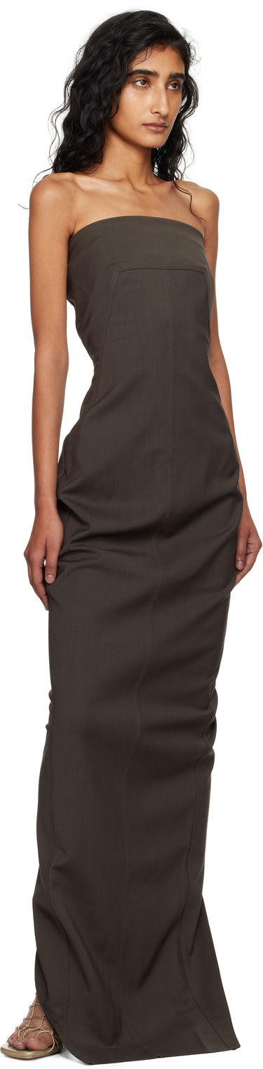 Kjole Rick Owens Rick Owens Concordians Bustier Maxi Dress Brun | RP02E4524 WST, 3