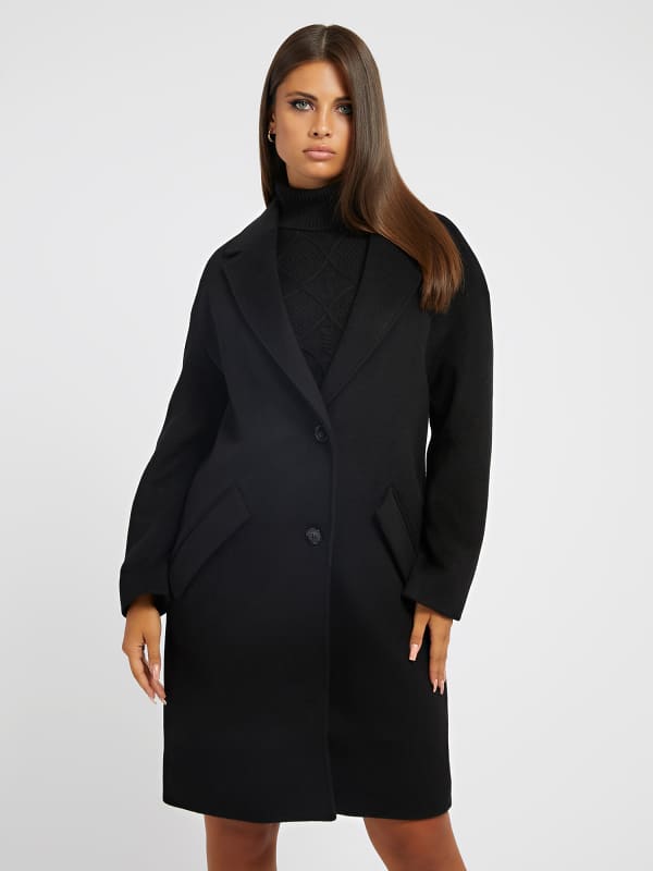 Frakker GUESS Wool Blend Coat Sort | W2BL0HWEWU0, 0