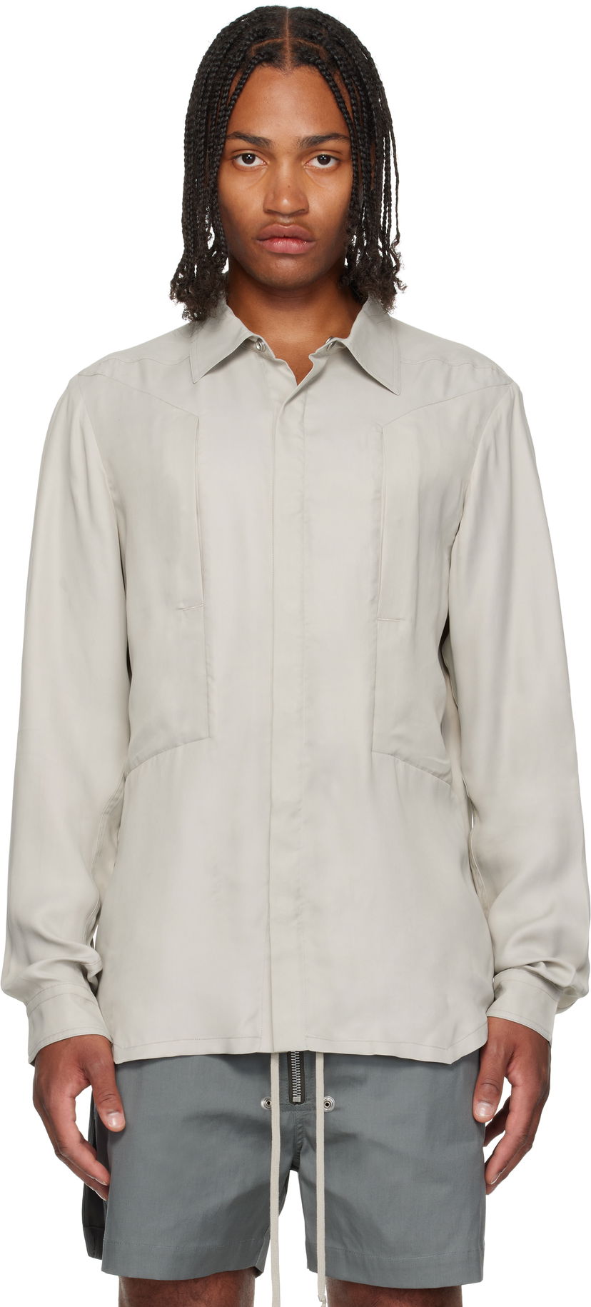 Skjorte Rick Owens Rick Owens Concordians Fogpocket Shirt Beige | RU02E1237 HSCH