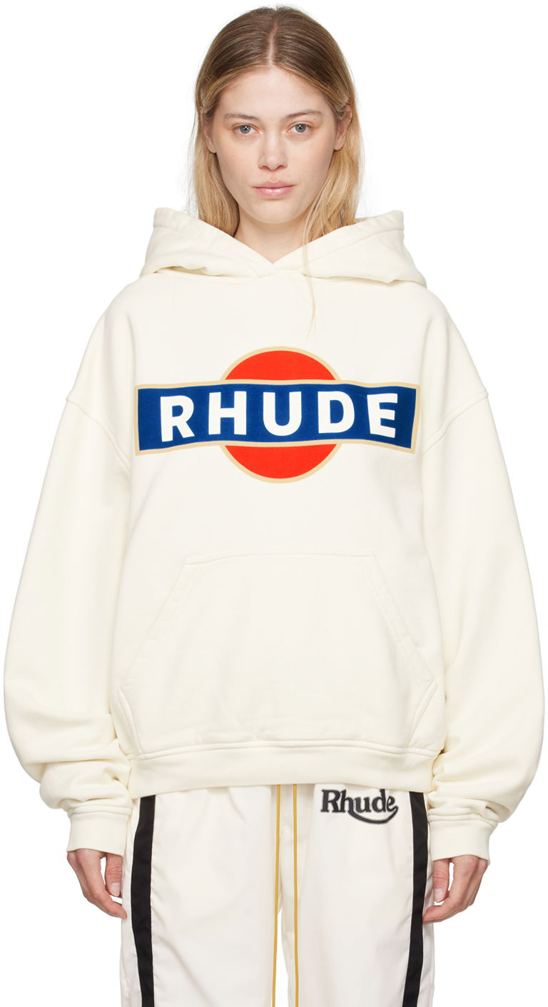 Sweatshirt Rhude Vintage Racer Hoodie Hvid | RHPF24HO02012