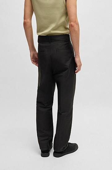 Bukser BOSS Relaxed-Fit Cotton-Blend Trousers Sort | 50534782, 1