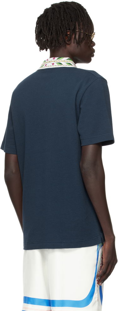 Polo skjorte Casablanca Laurel Pique Polo Shirt Mørkeblå | MPF25-JTP-243-02, 4