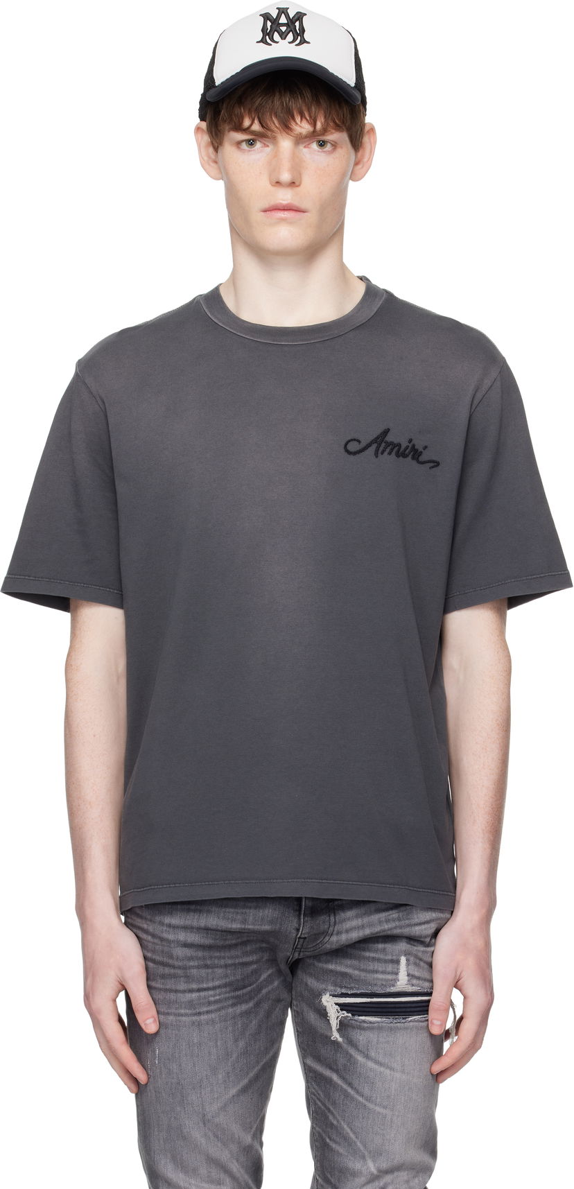 T-shirt AMIRI AMIRI Bleach Bandana Patch T-Shirt Grå | AMJYTE1197