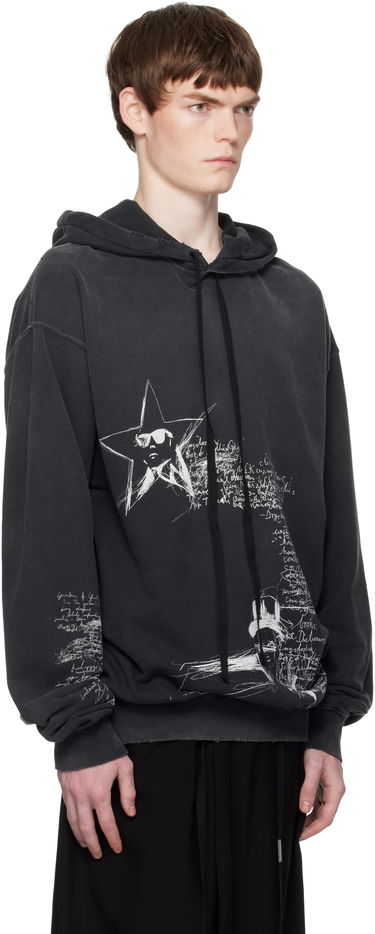Sweatshirt Ann Demeulemeester Ann Demeulemeester Olly Sketchbook High-Comfort Hoodie Sort | B0012870-FA639-098, 1