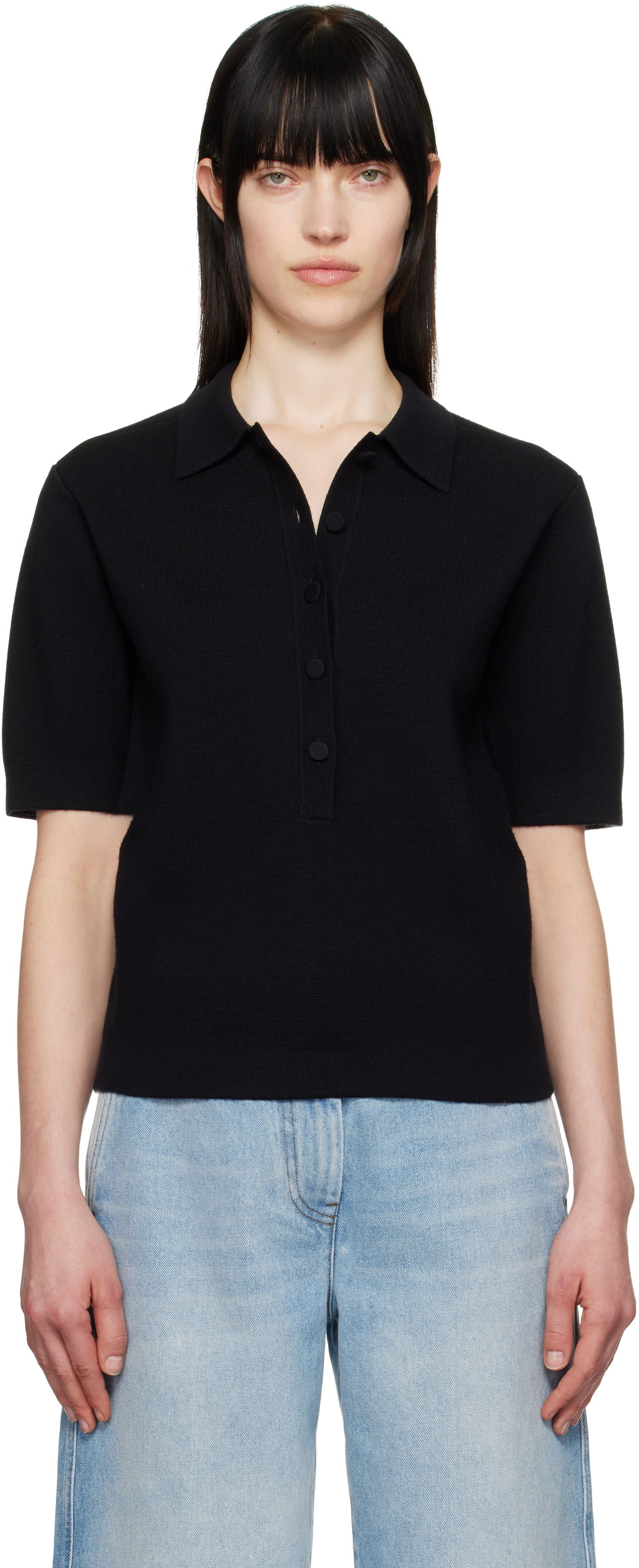 Polo skjorte Dries Van Noten Dries Van Noten Merino Polo Sort | 251-011203-1700, 0