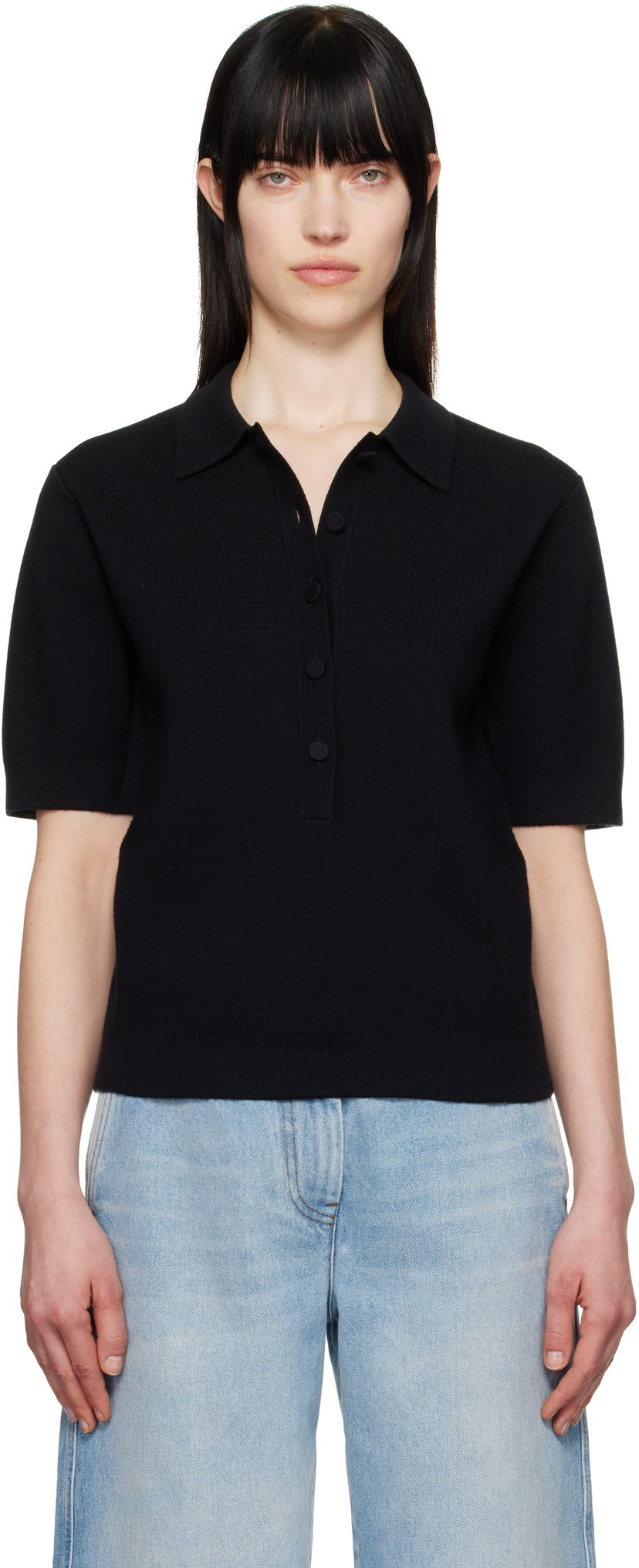Polo skjorte Dries Van Noten Dries Van Noten Merino Polo Sort | 251-011203-1700