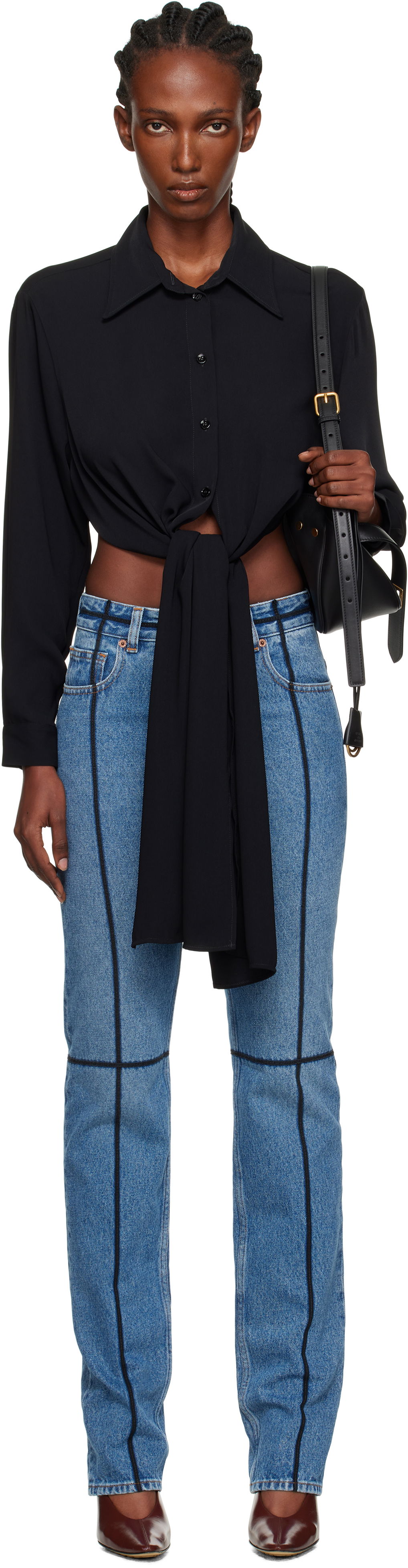 Skjorte Maison Margiela MM6 Maison Margiela Dual-Wear Tie Front Shirt Sort | S52DT0049 S43455, 0