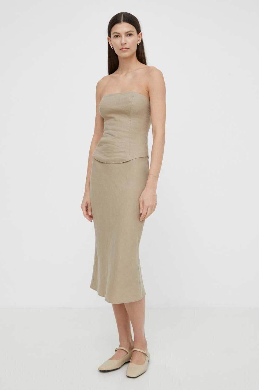 Tanktop Samsoe Samsoe Samsoe Samsoe SAELYNN Linen Bandeau Top Beige | F24100098, 1