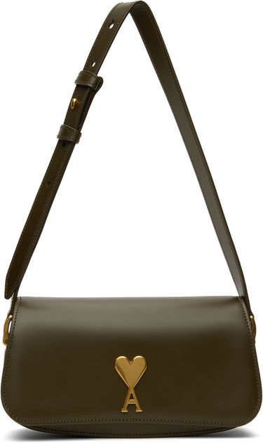 Håndtaske AMI AMI Paris Leather Shoulder Bag Grøn | ULL018.AL0104, 0