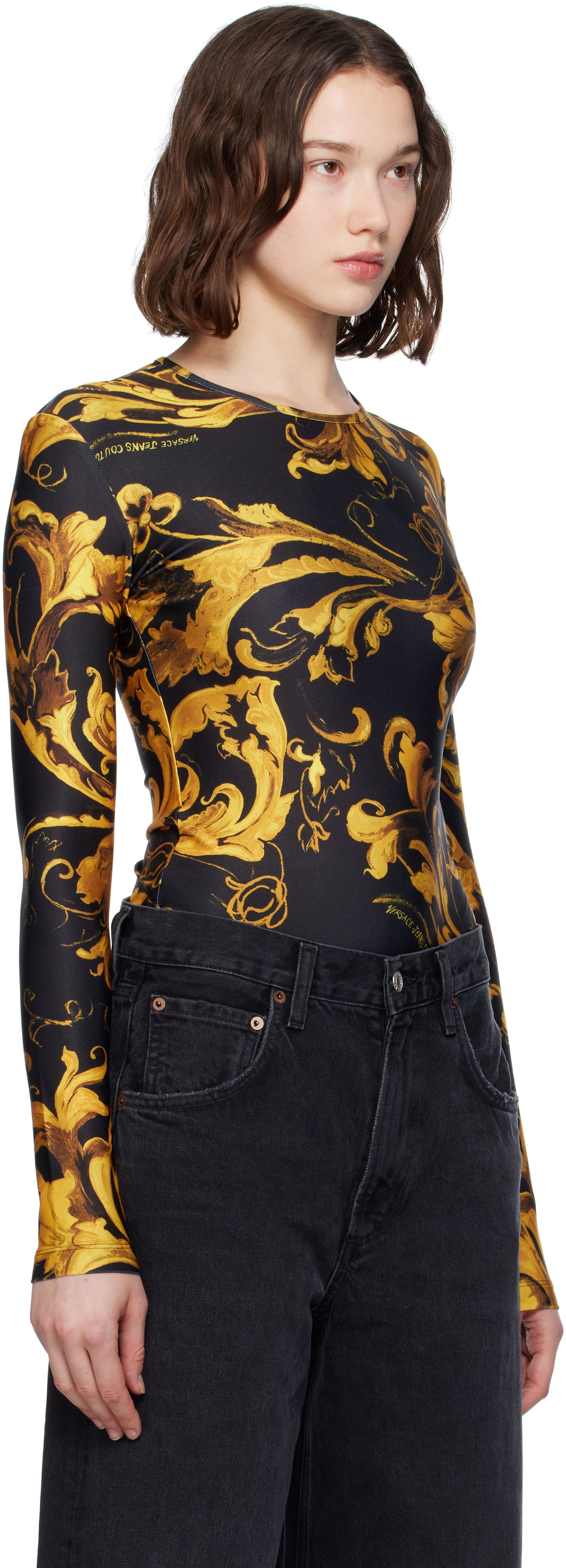 Krop Versace Versace Jeans Couture Lycra Regalia Bodysuit Sort | E79HAM221_EJS501, 1