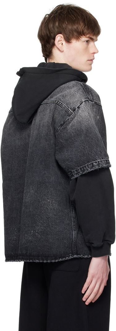 Jakke We11done We11done Faded Layered Hoodie Denim Jacket Sort | WD-DJ2-25-315-M-BK, 2
