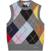 Sweater GANNI Harlequin Wool Mix Knit Vest Grå | K2101-523, 1