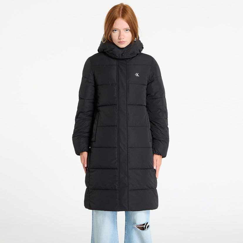 Puffer jakke CALVIN KLEIN Calvin Klein Jeans Monologo Long Puffer Jacket Sort | LV047D512G UB1