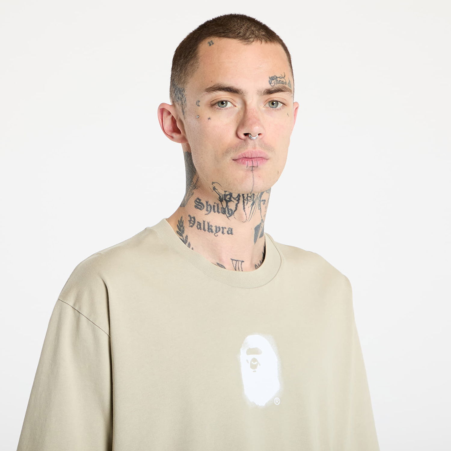 T-shirt BAPE A BATHING APE Pigment Print Ape Head Relaxed Fit T-Shirt Beige | 001CSL301307MOLD, 1