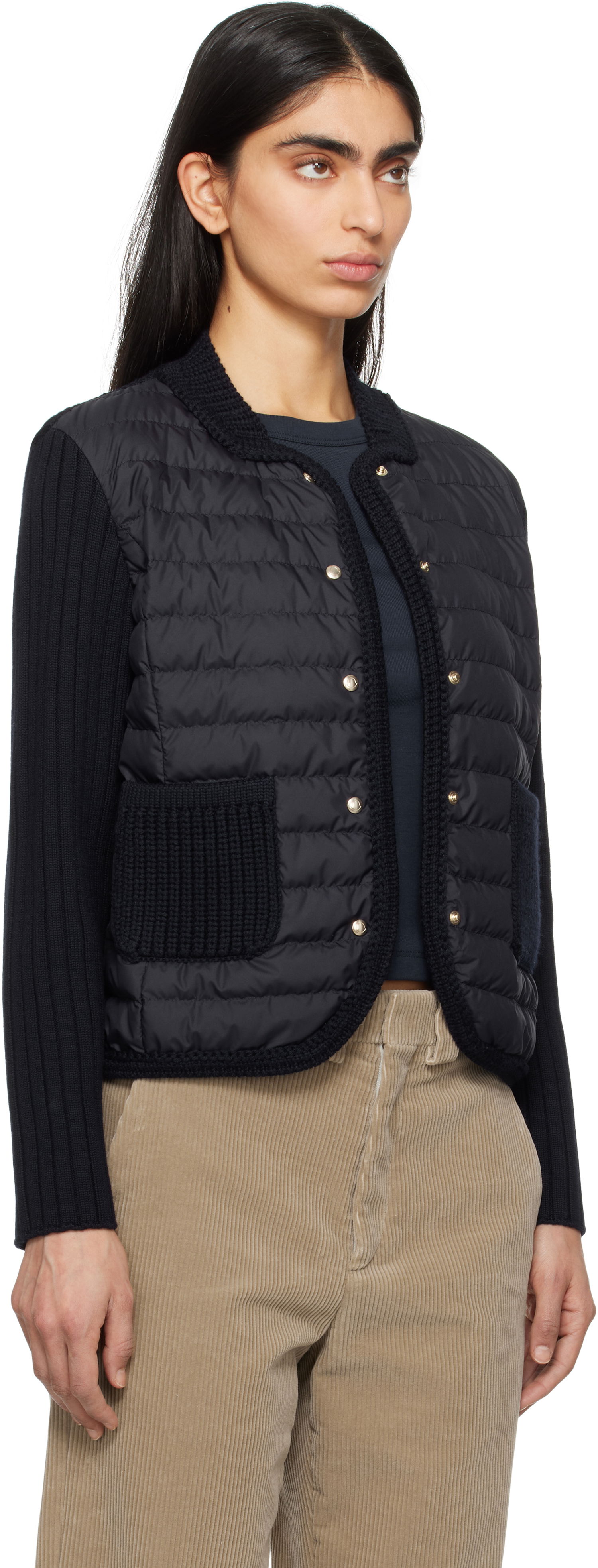 Sweater Moncler Moncler Padded Wool Down Cardigan Sort | K10939B00013, 1
