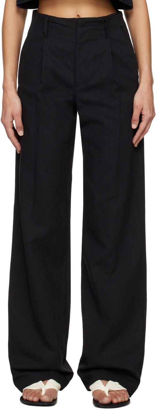 Bukser Loulou de Saison Loulou de Saison Jiva Wide-Leg Trousers Sort | JIVA