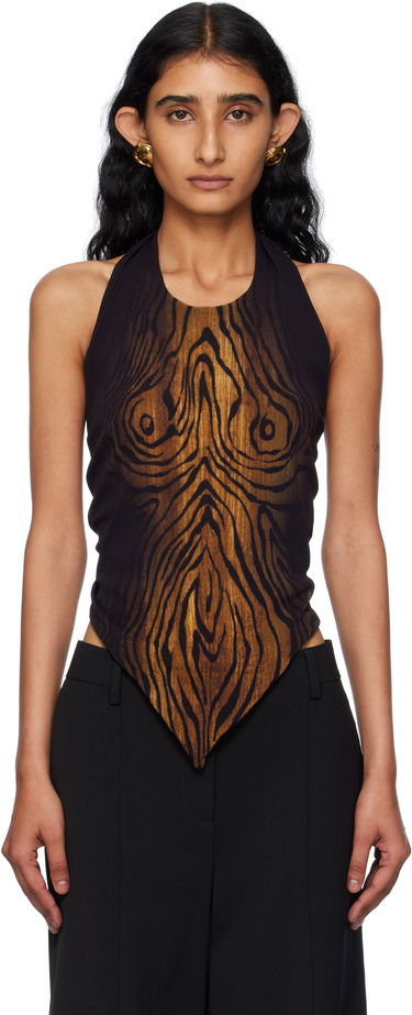 Tanktop Jean Paul Gaultier Jean Paul Gaultier Scarf Print Wood Halter Top Sort | 25/03-W-TO316-M002P-0060, 0