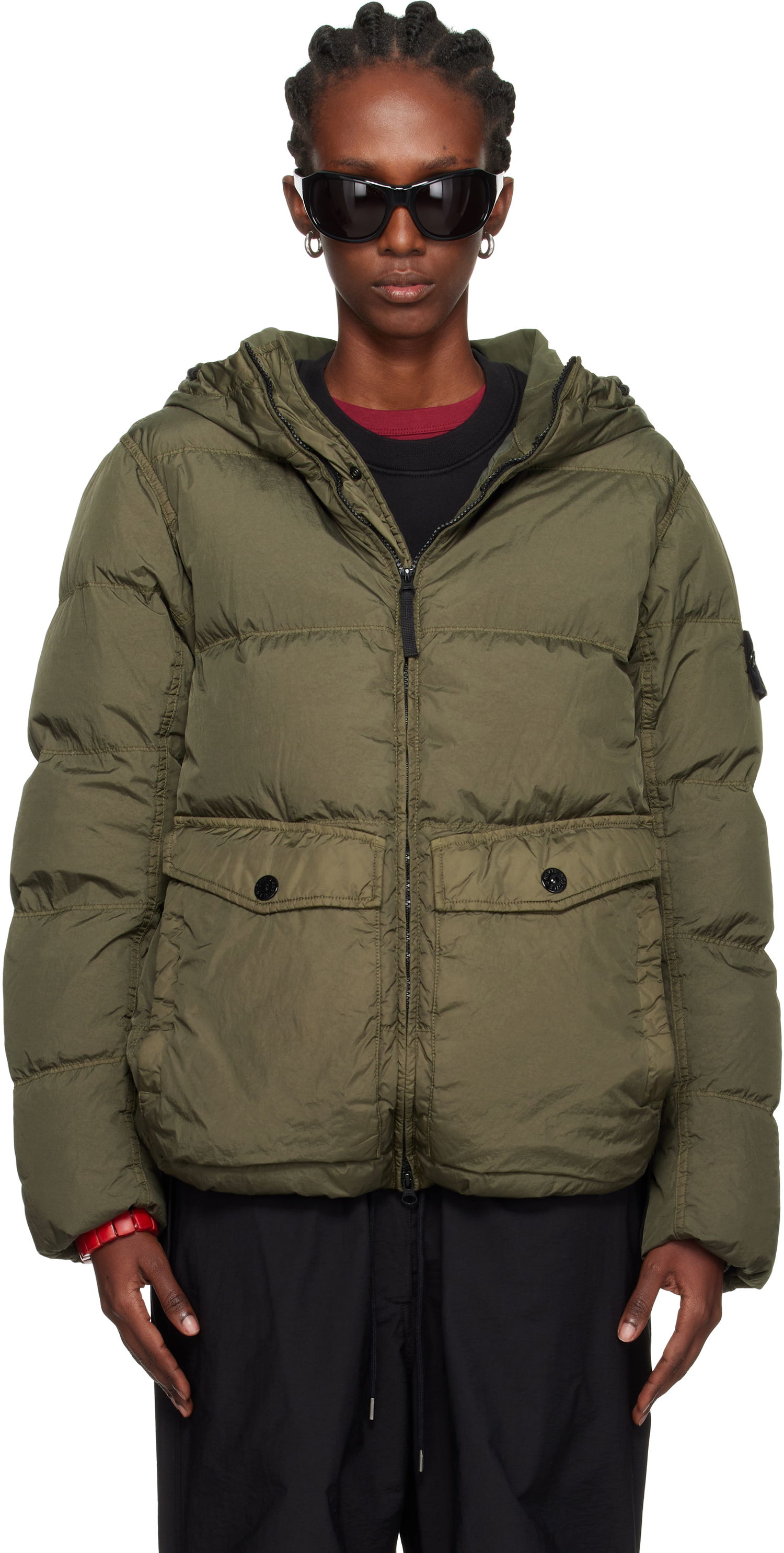 Puffer jakke Stone Island Stone Island Crinkle Reps Recycled Nylon Down Jacket Grøn | K2S15 4100011 S0A23, 0