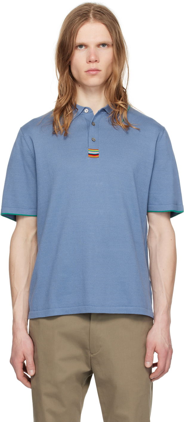 Polo skjorte Paul Smith Paul Smith Knit Polo Blå | M1R-628Y-M02309-44
