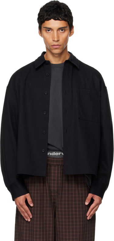 Skjorte Alexander Wang Alexander Wang Boxy Cropped Long Sleeve Shirt Sort | 6WC3251092, 0