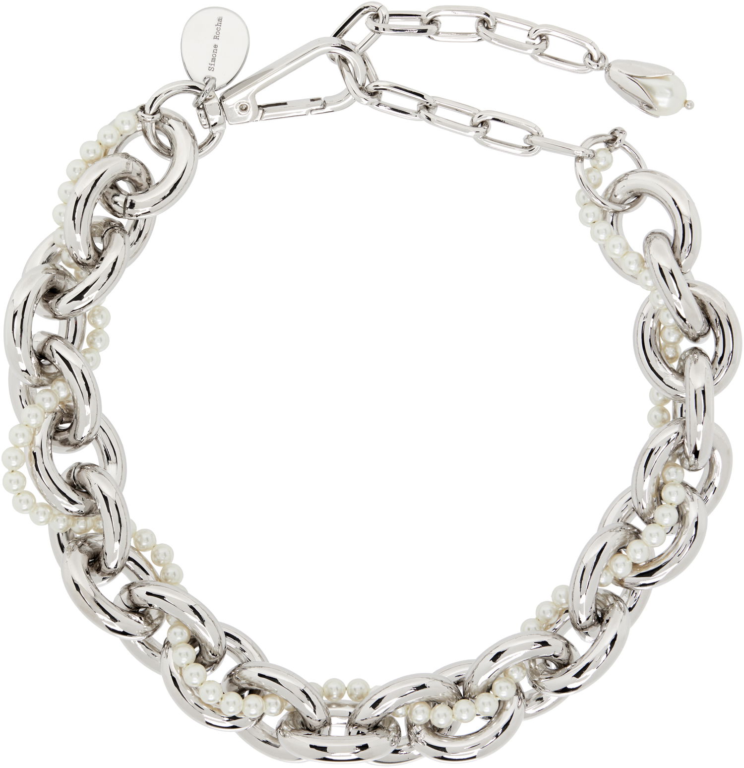 Halskæde Simone Rocha Pearl & Chain Choker Necklace Metalisk | NKS94 0904, 0