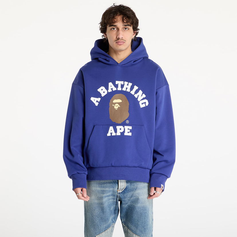 Sweatshirt BAPE College Puffy Relaxed Fit Pullover Hoodie Blå | 001PPK801012M BLU